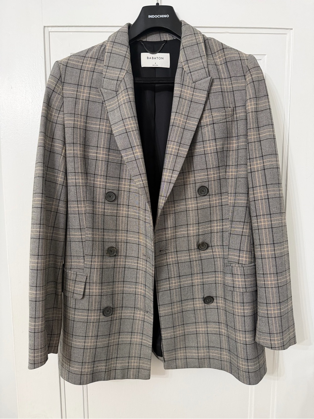 Babaton Black Labeled Blazer with Plaid Trim